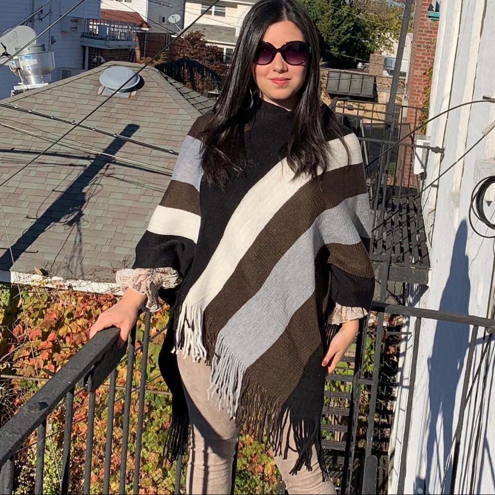 Striped Poncho one size